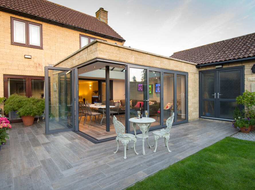 bifold doors St Albans rear extension with garden view
