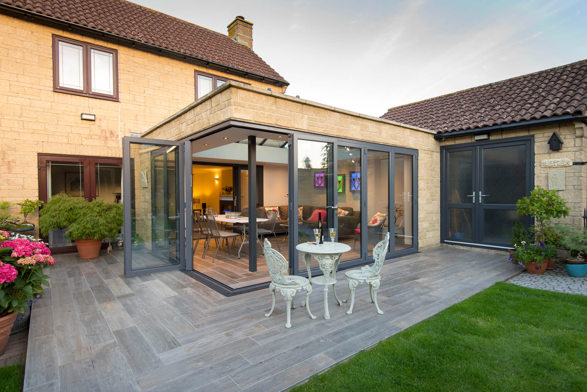 bifold doors St Albans rear extension with garden view