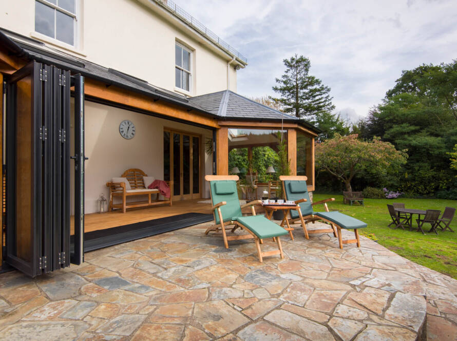 Bifold doors installed in a modern Cambridge family home extension
